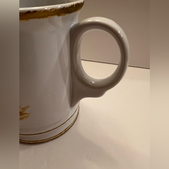 Williams Sonoma white gold tone Mono Christmas Tree Coffee Cup Mugs Set of 2 - Picture 6 of 9